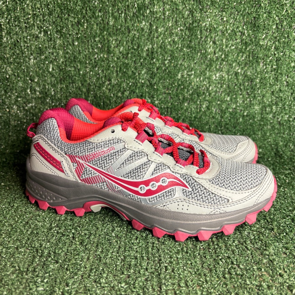 Saucony Excursion TR11 Grid Trail Running Athletic Sneaker Grey Pink Womens Sz 7